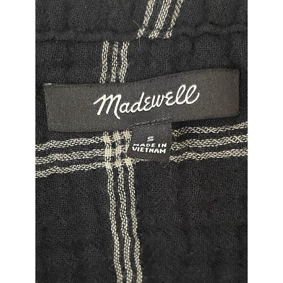 Madewell Lightspun Evert Top in Windowpane Plaid Size Small Black Double Gauze - Picture 4 of 11